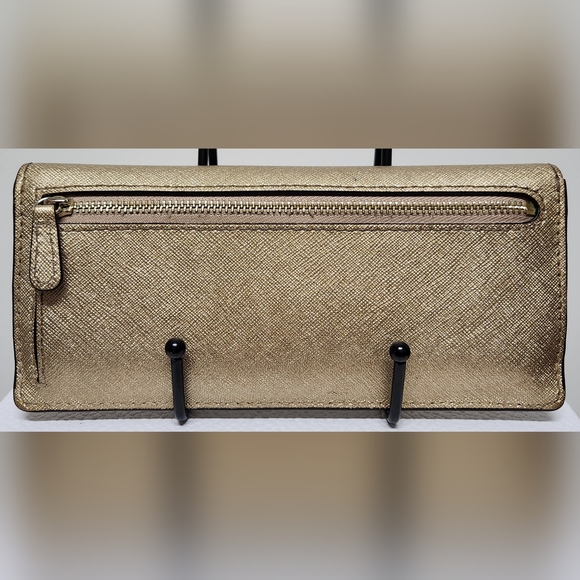 MICHAEL KORS Metallic Gold Saffiano Leather Wallet EUC - Picture 4 of 13